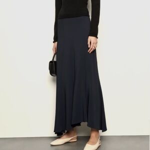 Goop G Label Sami Godet Crepe Skirt - Navy Size 6